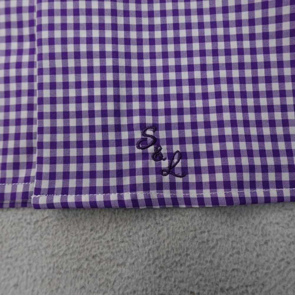 Lot of 2 State and Liberty Dress Shirts Mens Medium Check Plaid Stretch Athletic - Picture 4 of 16